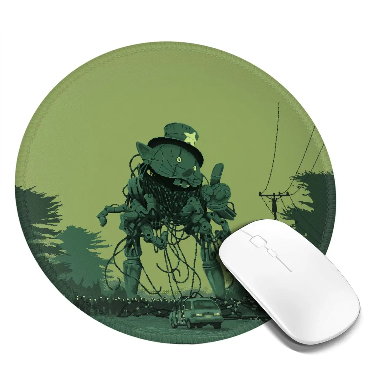 Pixel Style Round Mouse Pad Japan Green Funny Rubber Gaming Mousepad For Notebook Computer Soft Design Mouse Mats