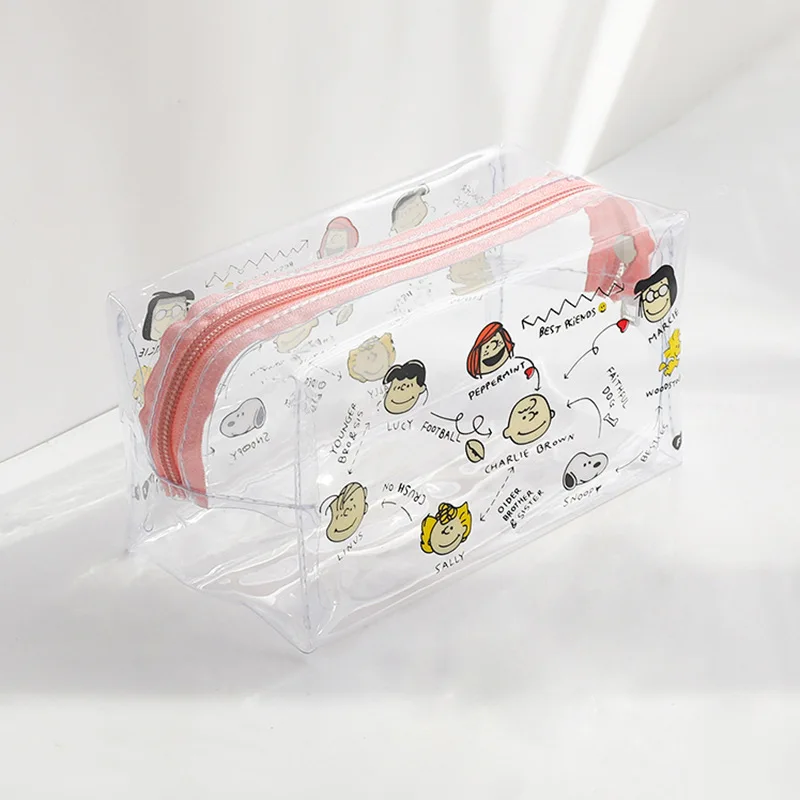 Snoopy Cartoon Makeup Bag Girls Japanese trasparente Travel multifunzionale borsa da toilette di grande capacità astuccio carino