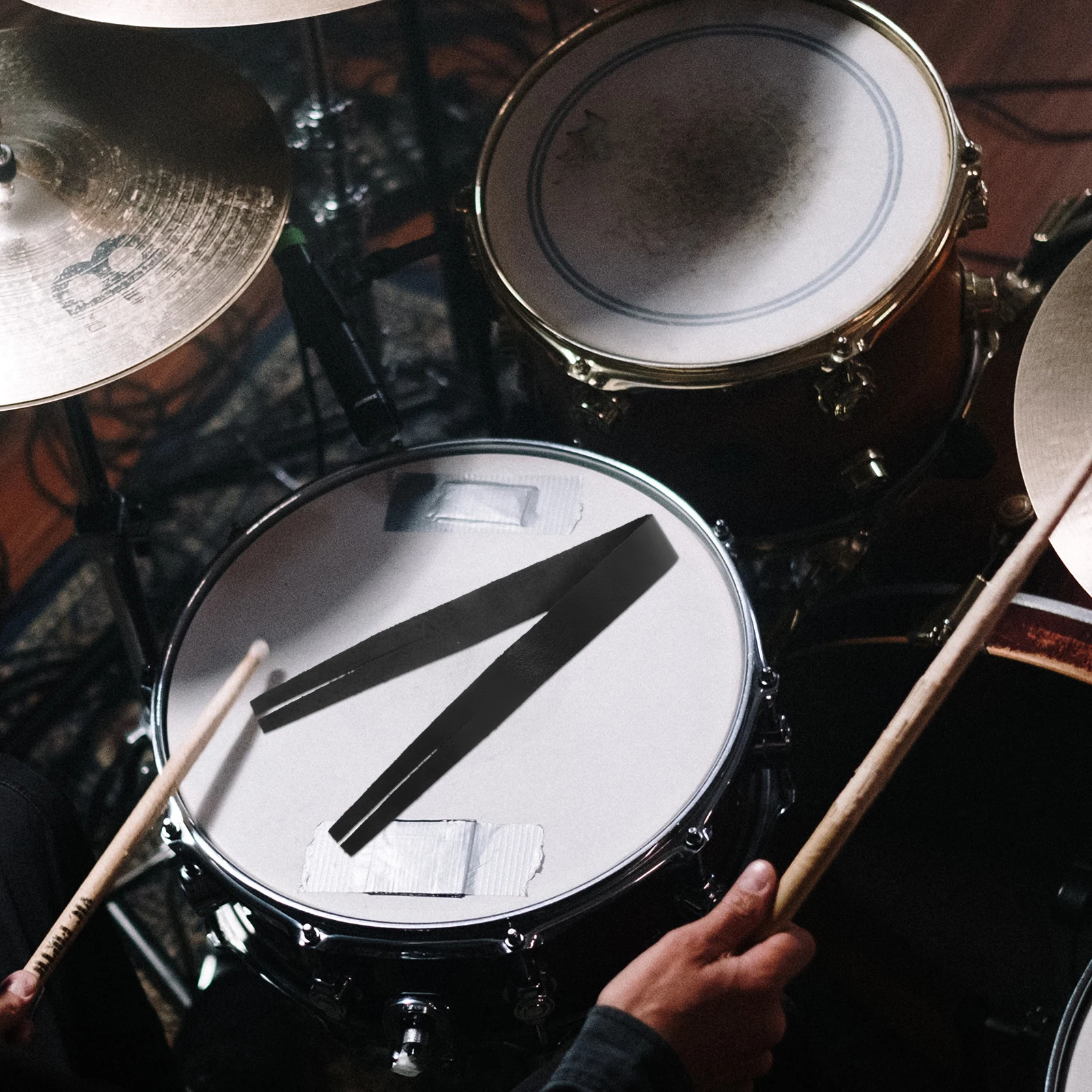 

1pc Durable Replacement Strap Cowhide Material Portable Musical Instrument Accessory Black Lightweight Parts Cymbal Sound Hole