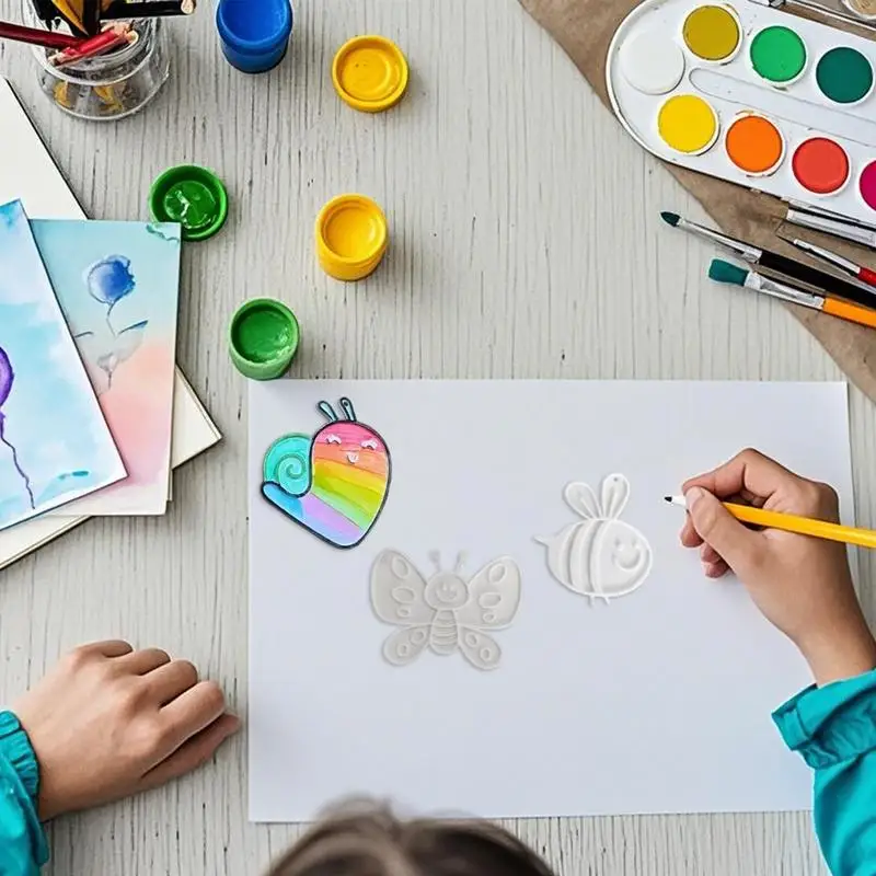 Artes e ofícios para crianças 3 peças em forma de animal bonito pintado à mão ornamento multiuso pintura suprimentos para crianças criança