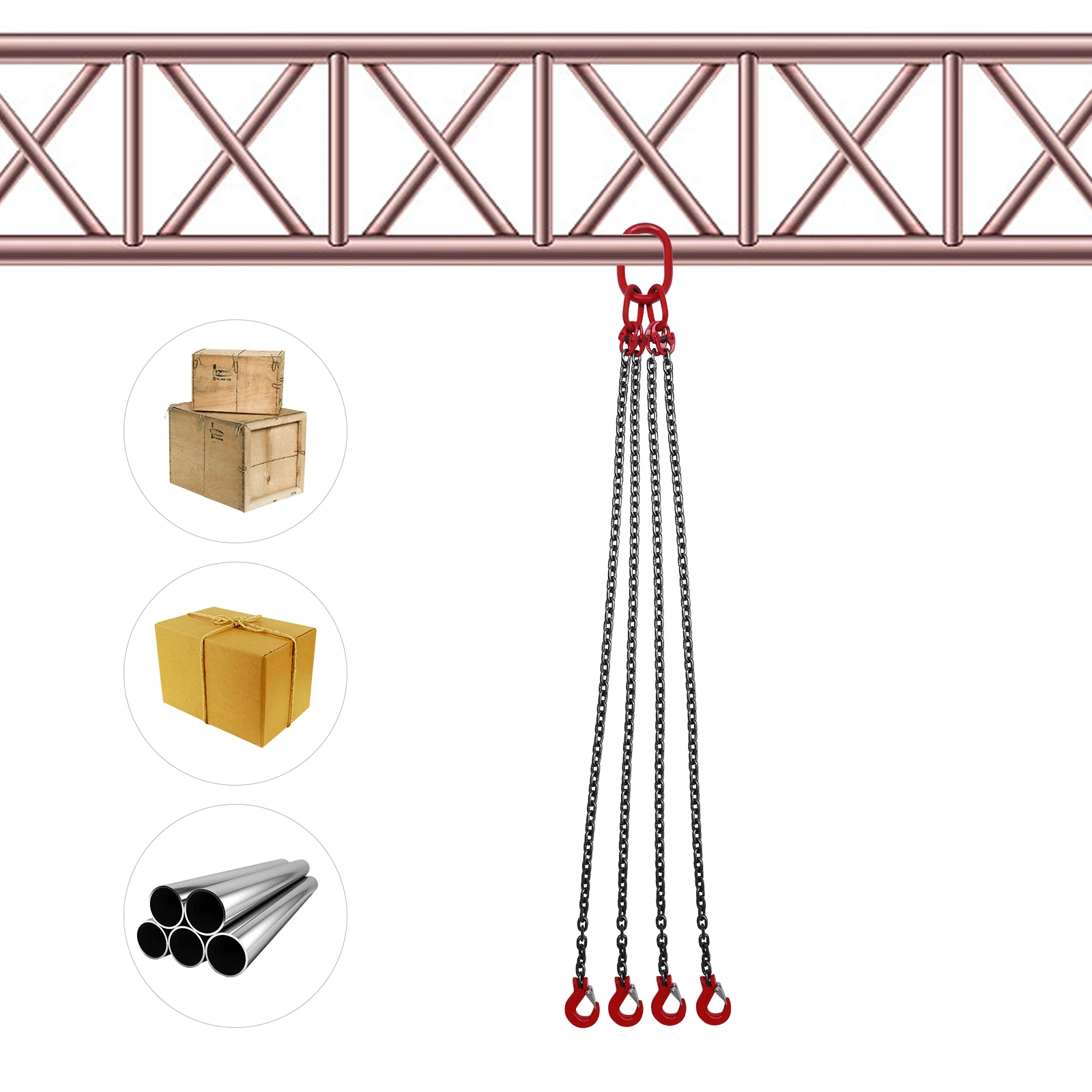 4-strand chain hanger, G80 stop chain, 1.5 m, hanging chain hanger, load capacity 5T