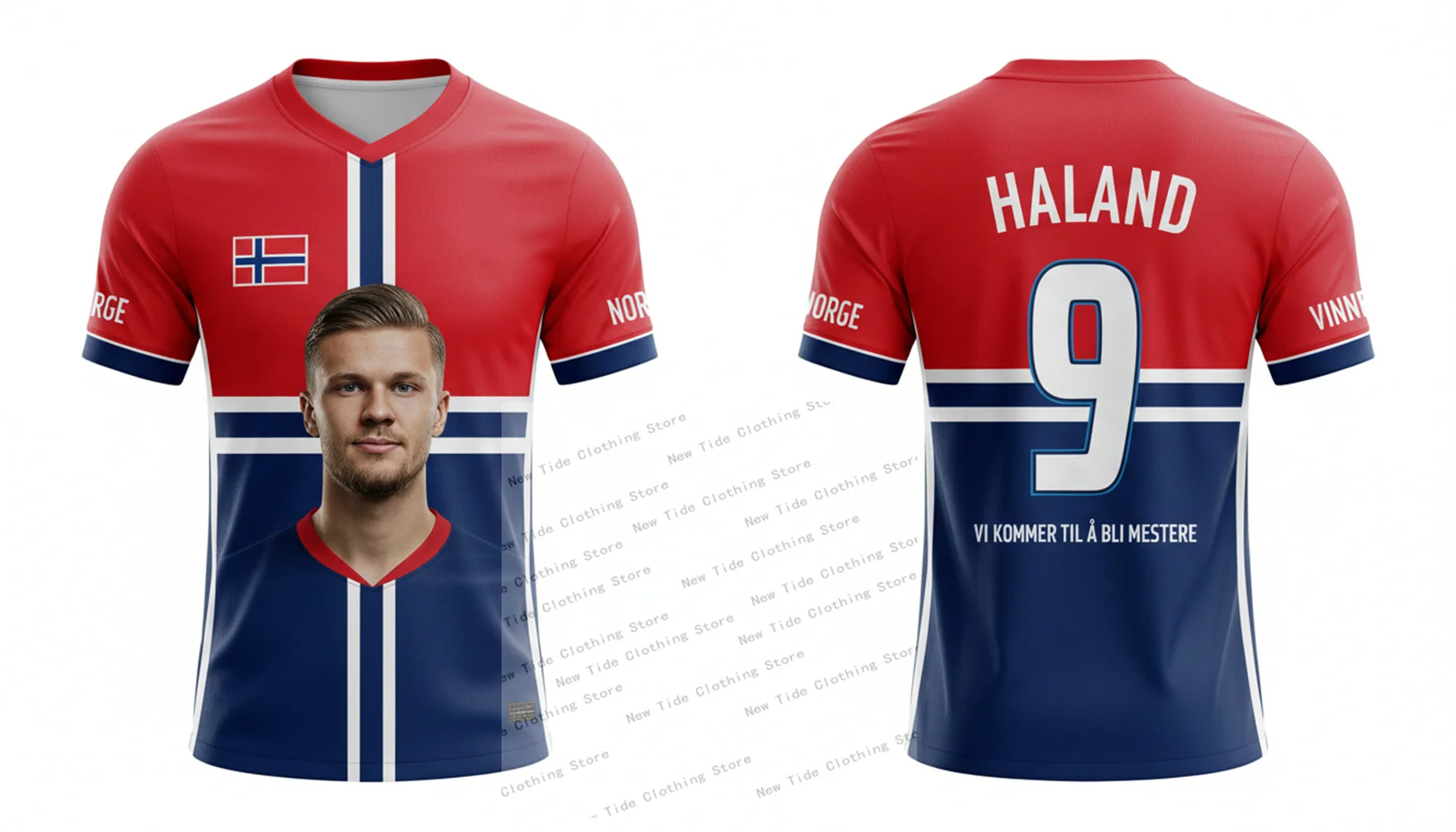 النرويج 2026 كرة القدم كرة القدم جيرسي وتي شيرت للرجال المشجعين سوف نكون أبطال - مروحة نمط العتاد يظهر دعمك هنا #6