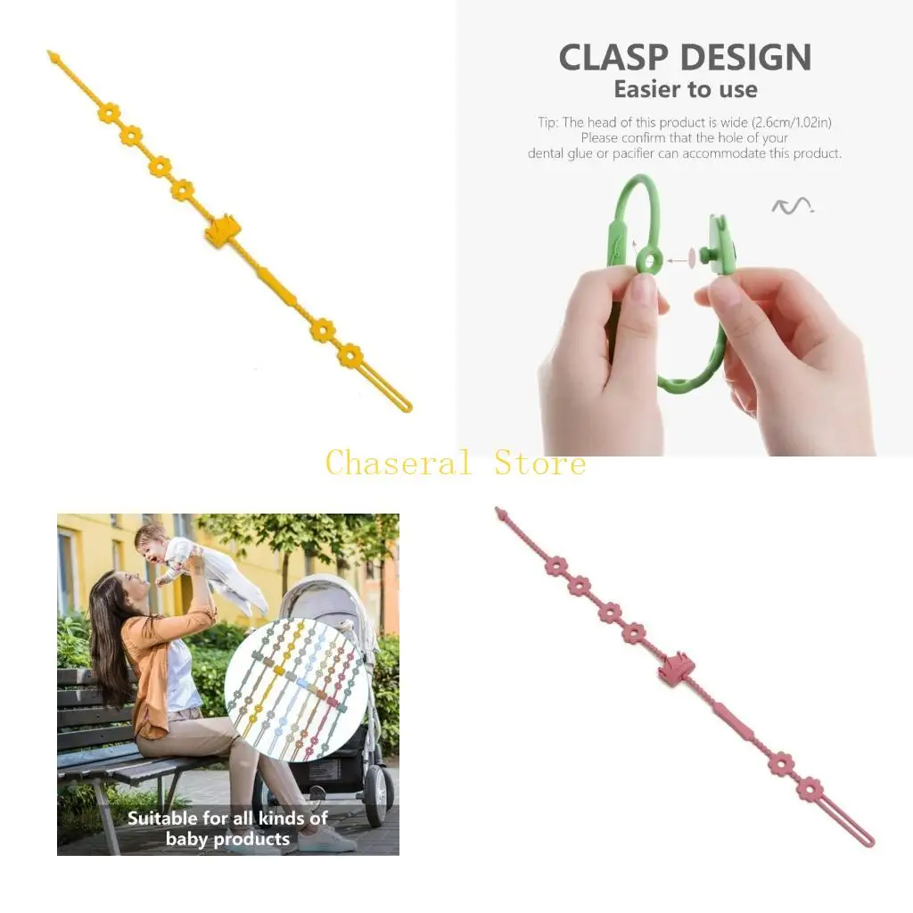 

E7CE Silicone Pacifier Straps NoT Toxic Soother Clip Infant Bottle Holder Baby Pacifier Leash Safe for Baby & Toddlers