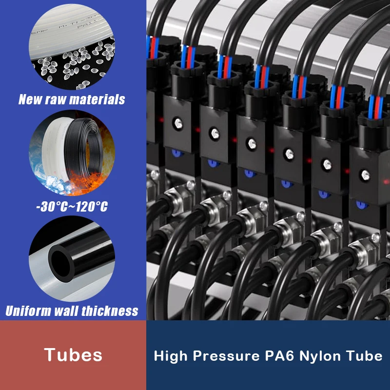 

PA6 Nylon Tube 4mm 6mm 8mm 10mm 12mm 14mm 16mm High Pressure Resistant Pneumatic Air Compressor Smooth Rigid Polyamide Oil Pipe