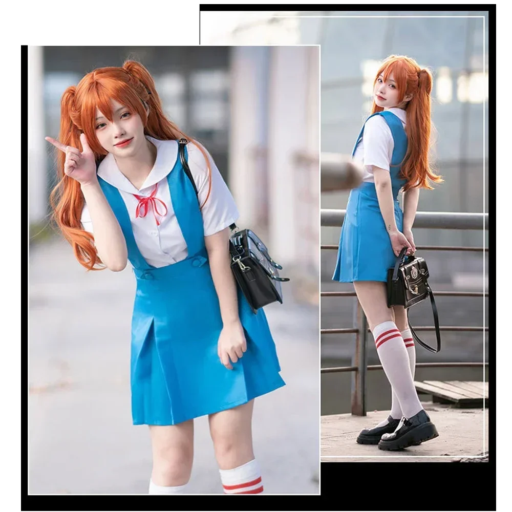 Косплей Asuka Langley Soryu Косплей Костюм perruque pinces à cheveux Rei Ayanami Косплей fille femmes Хэллоуин Loli vêtements