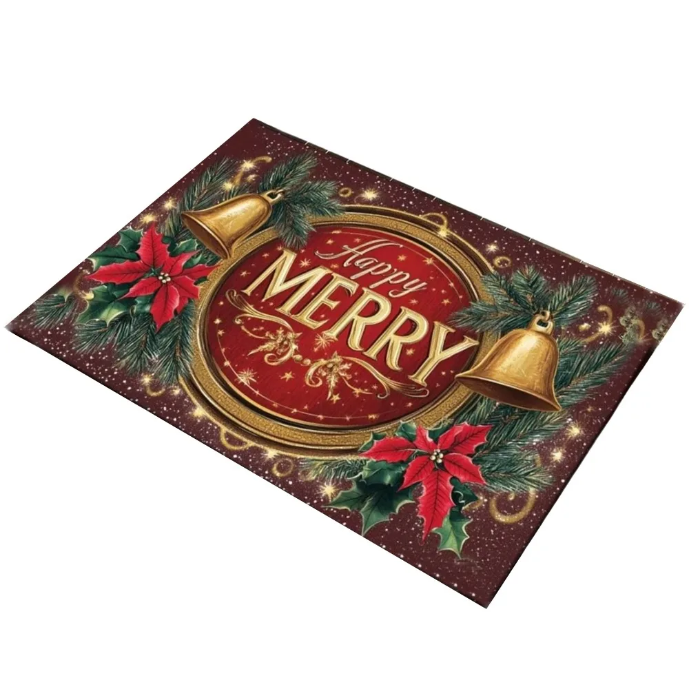 

Anti Slip Christmas Carpet Retro Absorbent Cartoon Bathroom Mat Christmas Tree Santa Claus Elk Entrance Doormat Home Decoration