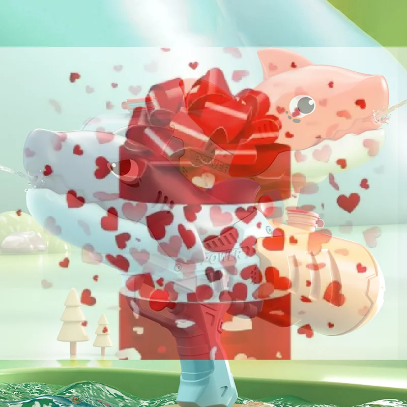 

【BS】Kids Cartoon Shark Water Gun Portable Summer Absorbing High Pressure Water Gun Beach Outdoor Water Rifle Fight Adult Toys