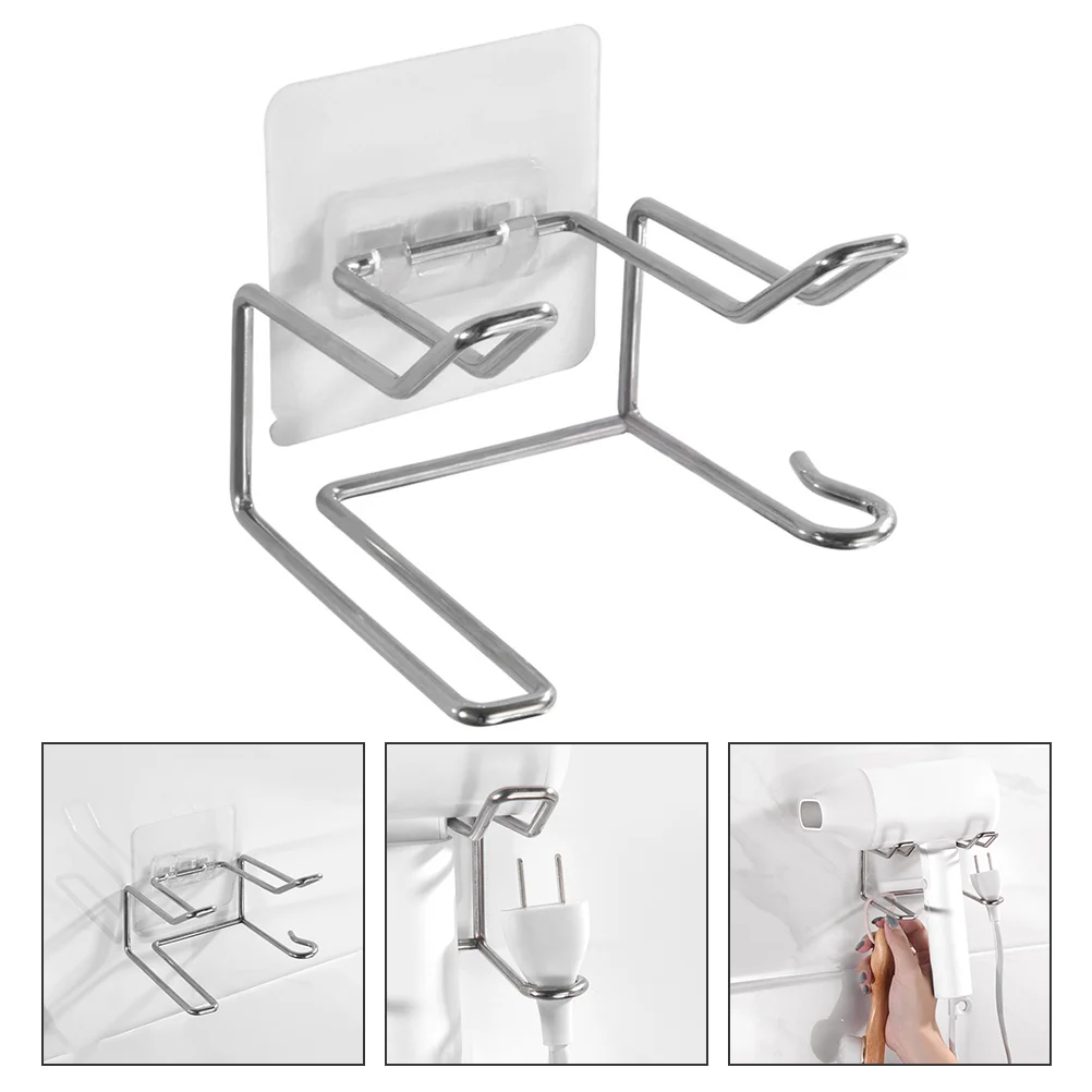 

Mounted Hair Dryer Rack Stainless Steel Easy Install Strong Hairbrush Holder Bathroom Bedroom Storage Shelf