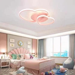 Room Decor Cute Ceiling Lights For Kids Room Baby Girl Bedroom Heart Shape Ceiling Lamp Princess Pink Chandelier Lighting