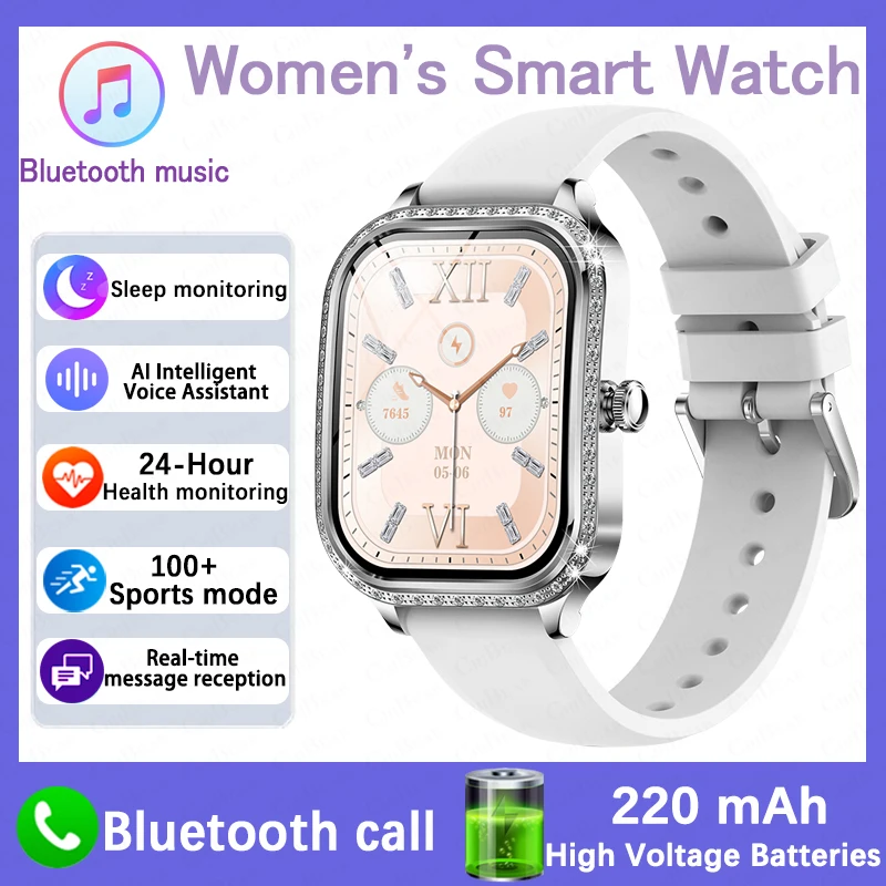 Mode Vrouwen Diamanten Horloge 1.75 inch 360*360 HD Display Hartslag Bloed Zuurstof Monitoring Bluetooth Oproep Smartwatch 2026 Nieuwe