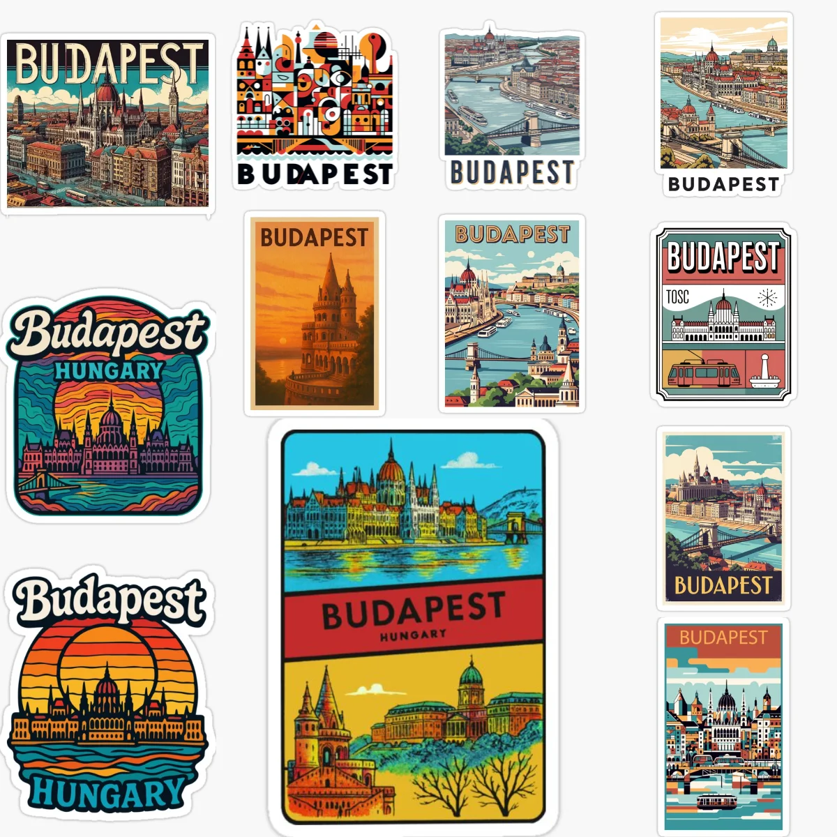 

BUDAPEST Hungary Mementos Souvenir Vinyl Decal Sticker Stickers Waterproof Vinyl Decal No Fade Print and PVC