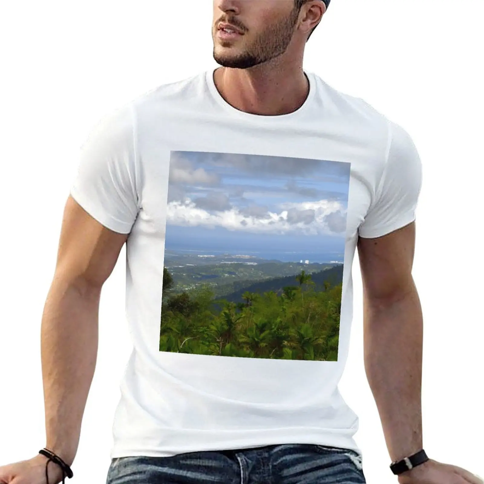 View from El Yunque rainforest of the coast T-Shirt Big Size Crew Neck T-Shirt