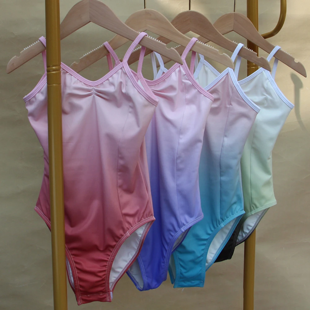 

Gradient Color Gymnastics Leotards for Girls Dance Ballet Sleeveless High Cut Cami One-piece Bodysuit Kids Traning Dancewear