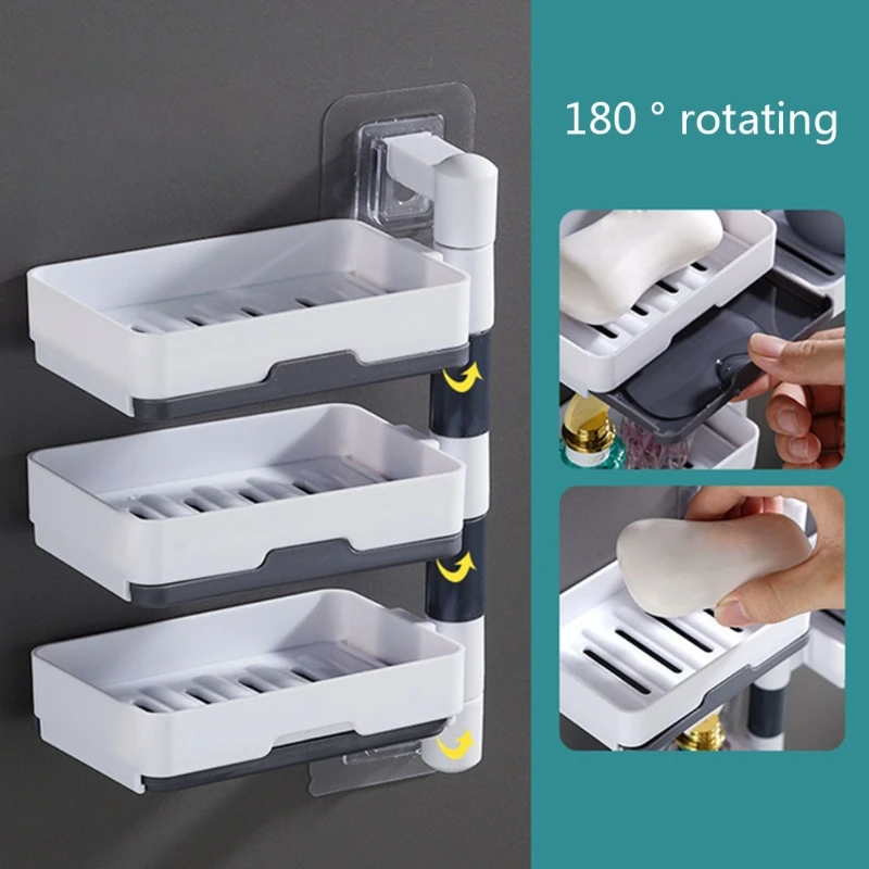 

Soap Box Wall-Mounted Multilayer Rotatable Storage Box Bathroom Kitchen Refrigerator Wall Household Supplies