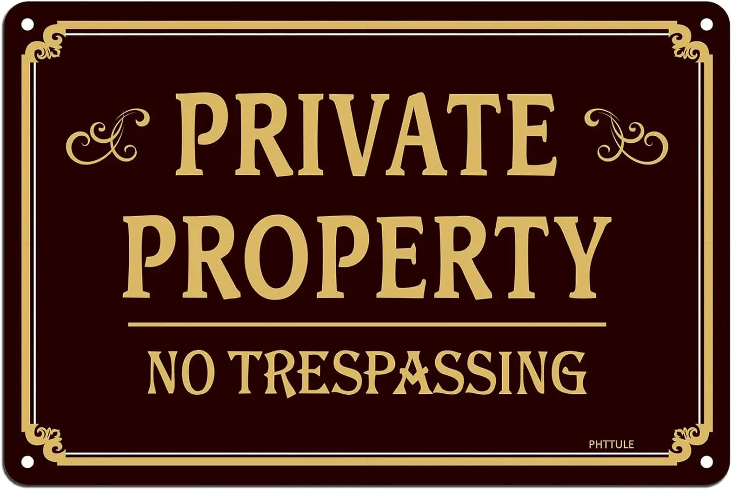 Large Private Property No Trespassing Sign, 12x 8  Metal No Trespass Safety Sign for Home--Tin Sign