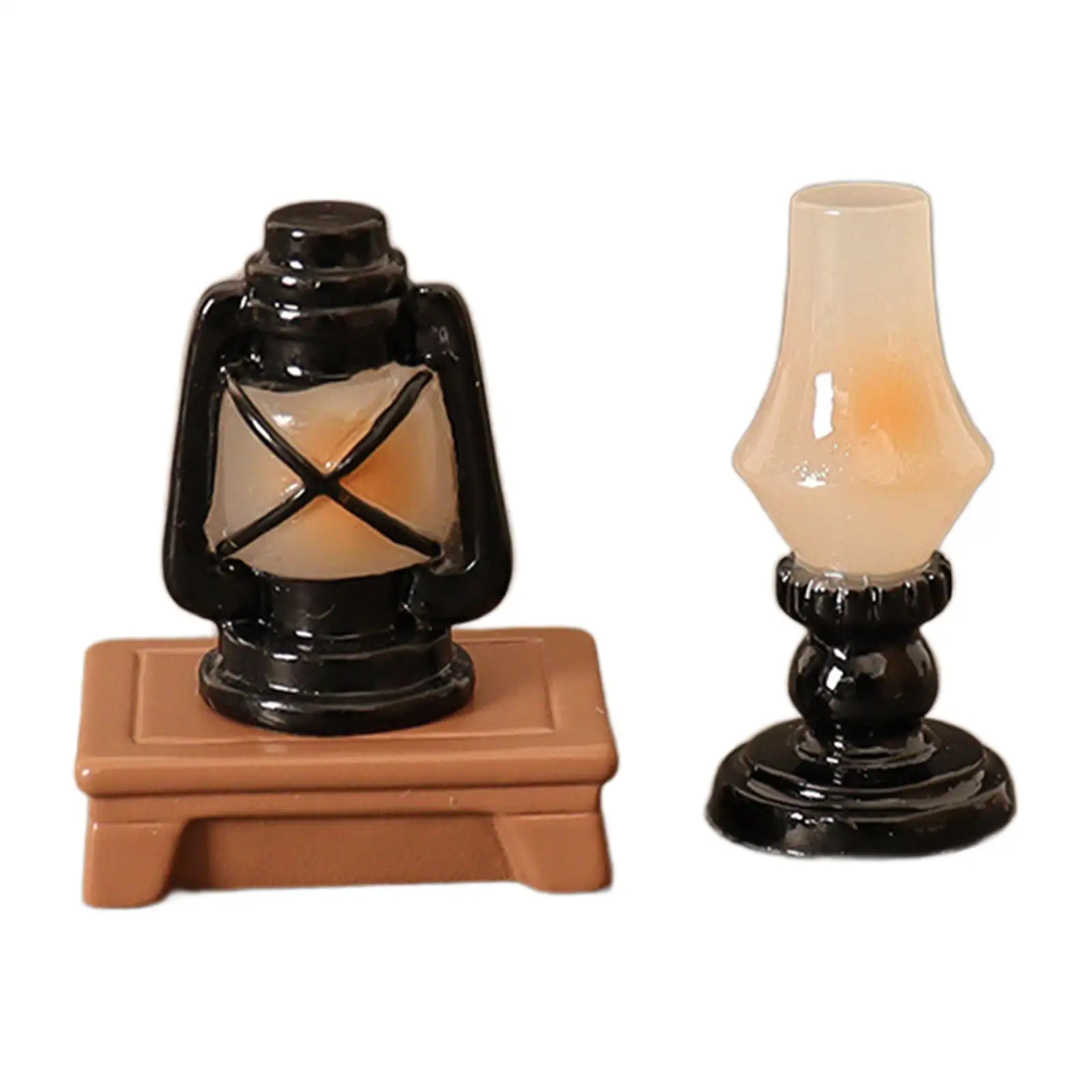 1:6 1:12 Oil Lamp Toy Set, Doll Accessory, Collectible Oil Lamp Model for Dollhouse Bedroom,