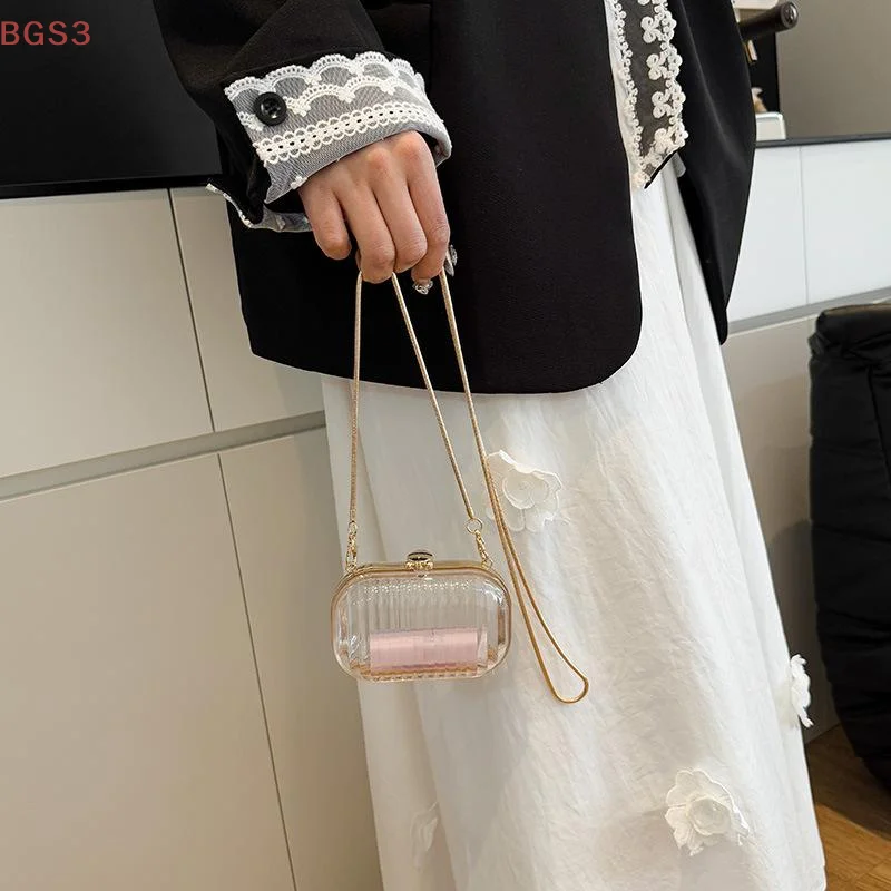 

Весенне-летняя новая сумка через плечо на одно плечо, мини-клетчатая блестящая женская цепочка, прозрачная сумка для губной помады