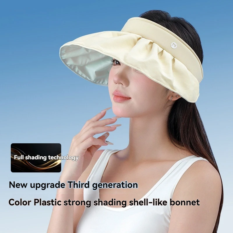 

Women's Summer UV Protection Shell Visor Hat, Large Brim Foldable Sun Cap for Beach Outdoor Travel
