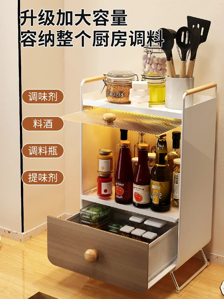 Kitchen with door seasoning storage rack, tabletop, dishes, plates, oil, salt, soy sauce, vinegar bottles, multifunctional