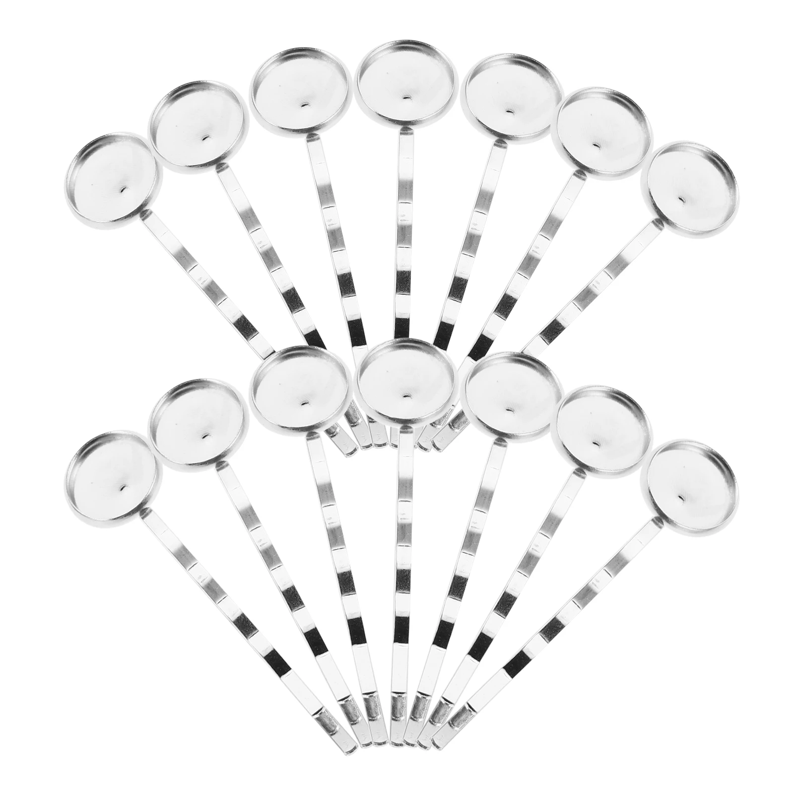 

40pcs Diy Bobby Pins Metal Hair Clips Round Tray Bases 12Mm Cabochon Settings Silver Finish Lightweight Durable For Wedding