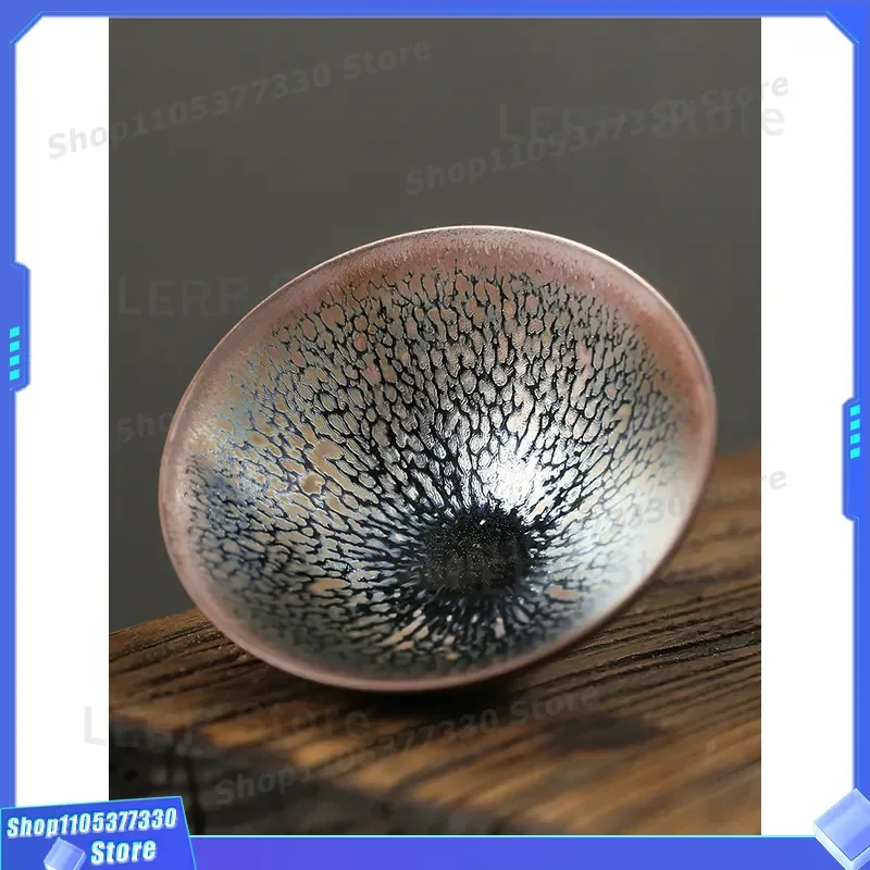 Tianmu Glaze Jianzhan Kung Fu Tea Cup Handmade Coarse Pottery Master Cup Single Ceramic Bowl Hat Shape Traditional Chinese