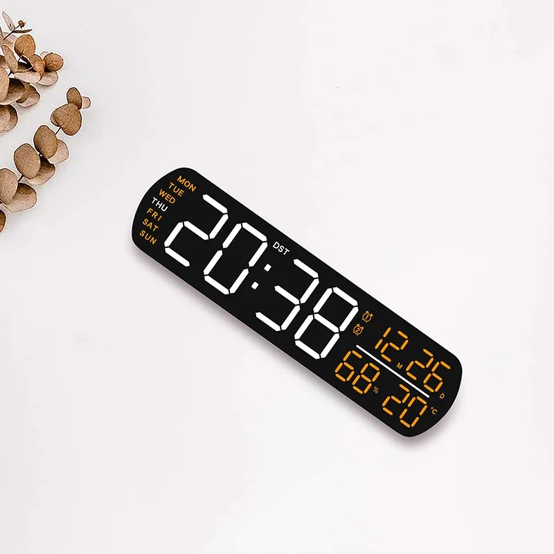 Digitaler Wecker TEMP Luftfeuchtigkeit Datum 2 Alarme Countdown-Timing DST Snooze Tischuhr Auto dimmbar 12/24 Stunden LED-Uhr für Dekor – Detail 9