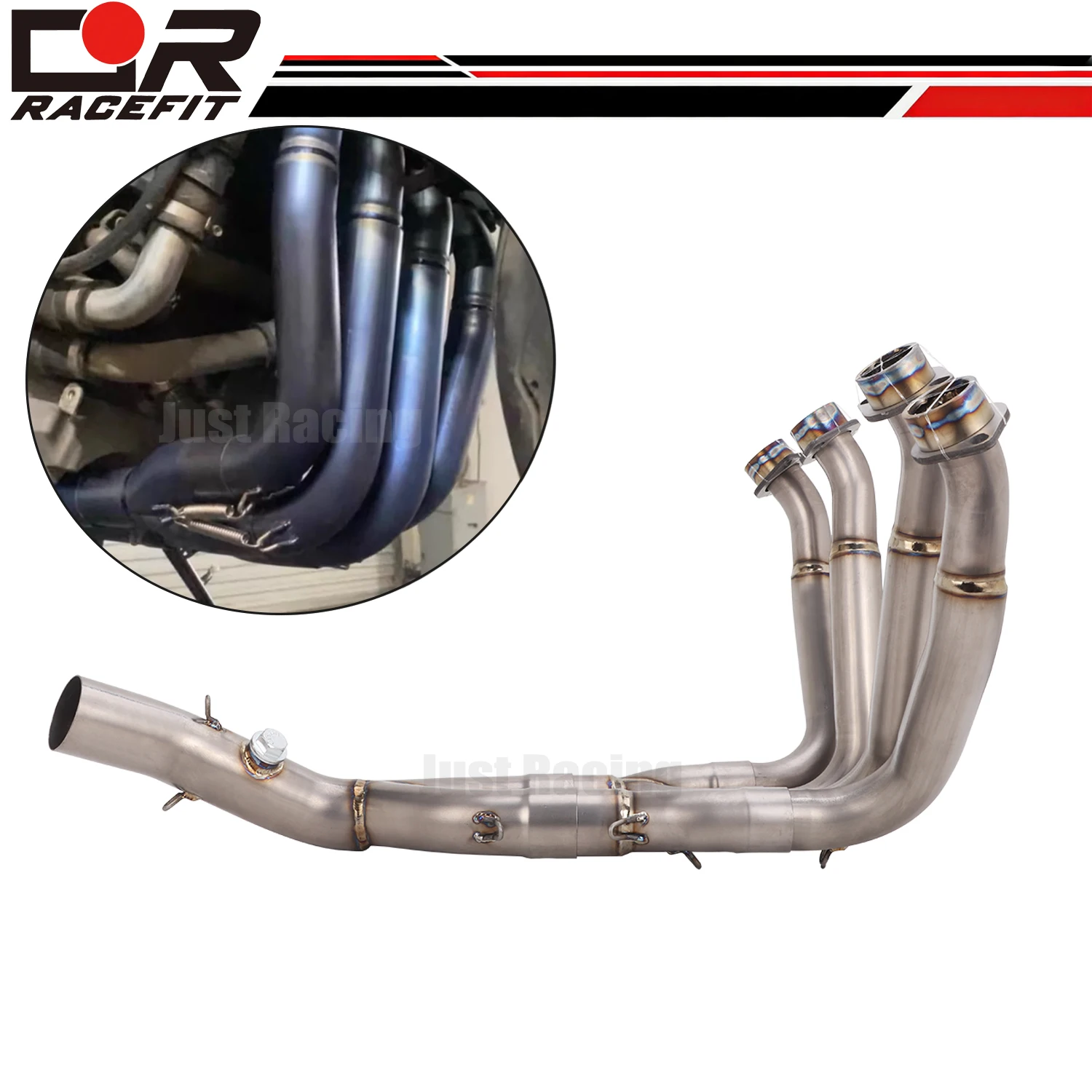 Slip on For Yamaha YZF-R6 R6 2006-2023 Motorcycle Exhaust Front Link  Muffler Pipe Titanium alloy