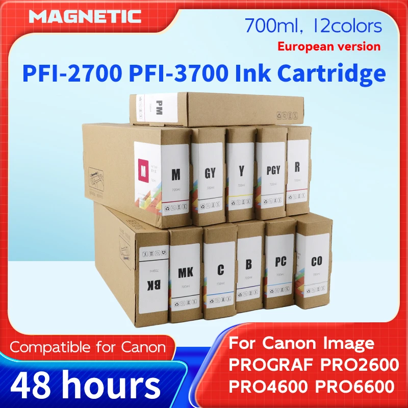 700ML Compatible Ink Cartridge With Pigment Ink PFI-3700 2700 3700 For Canon For Canon PRO 4600 2600 6600 GP 4600S 6600S Printer