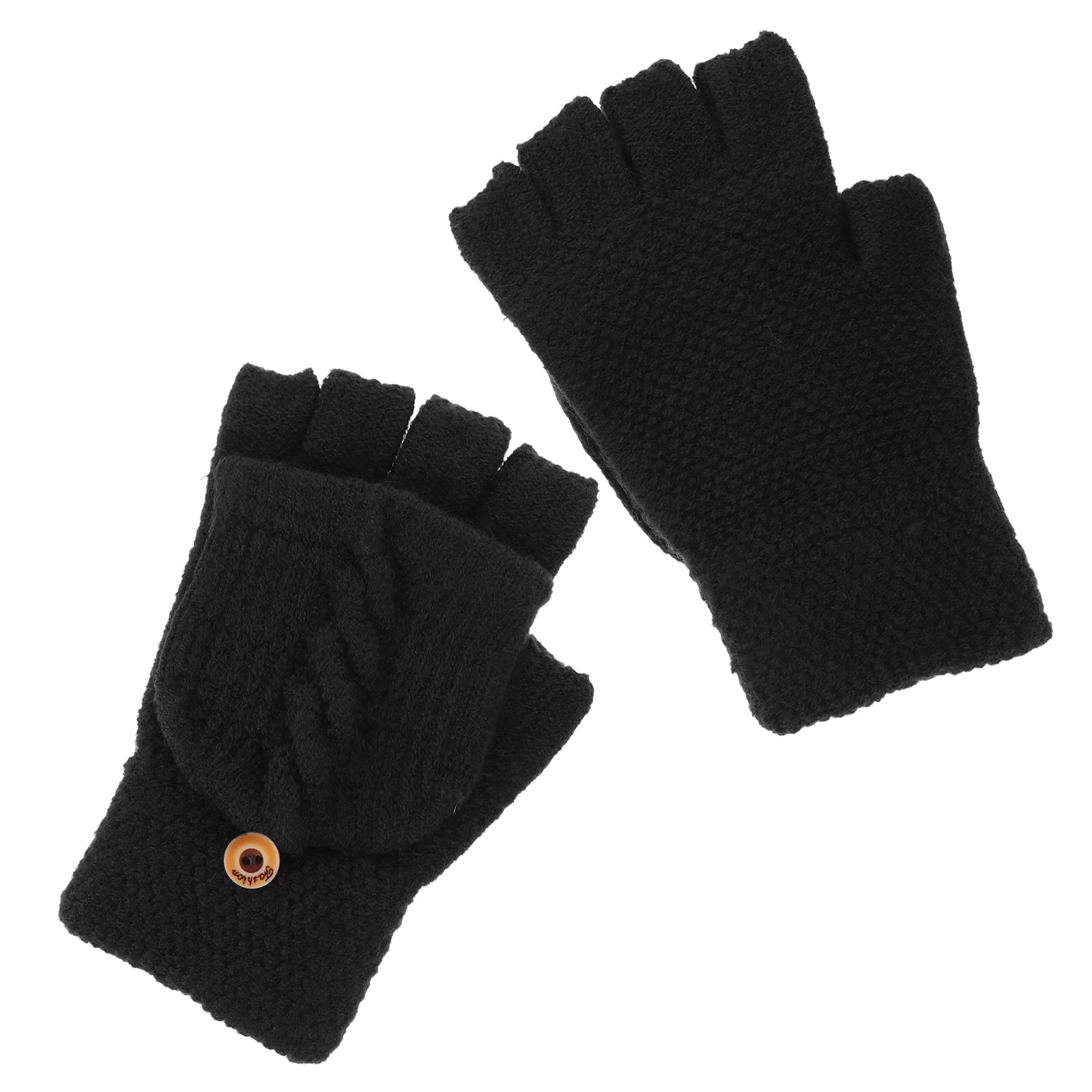 

Thermal Knitted Gloves Fingerless Men Motorcycle for Womans Mittens Warm Convertible Compression
