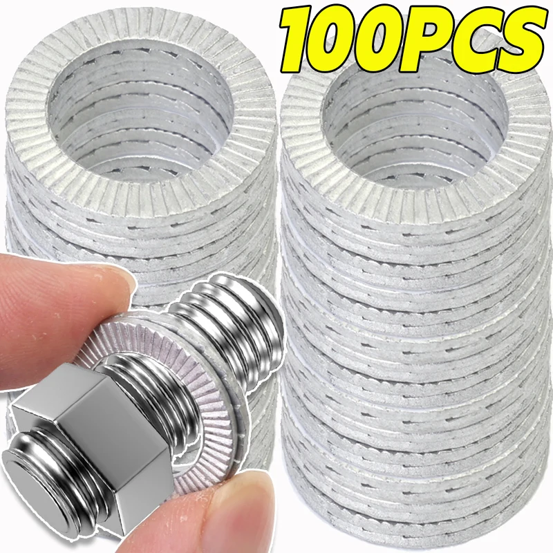 

10/100 шт. стальные самоблокирующиеся шайбы двойной стек противоослабляющие шайбы винты крепежные кольца прокладка мебельные фиксированные аксессуары