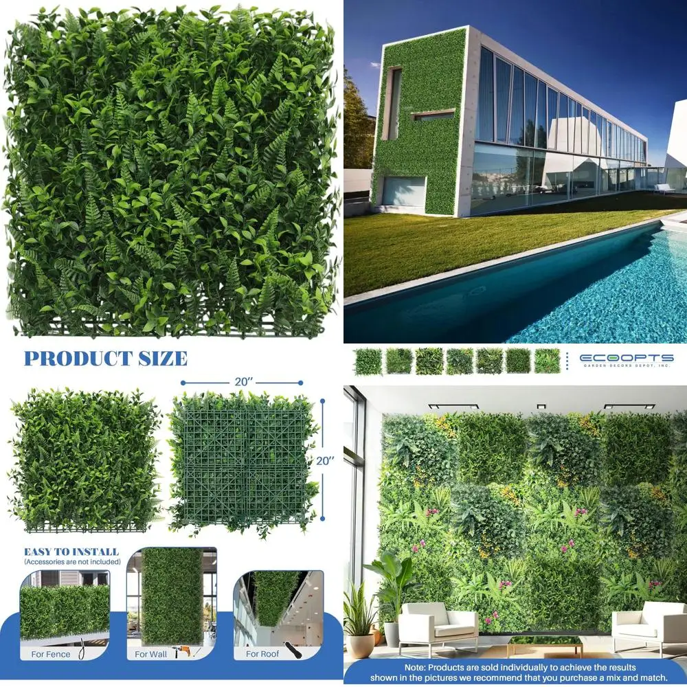 

Искусственная изгородь из падуба 20x20 см для декора интерьера и экстерьера, смешанные листья, 6 упаковок