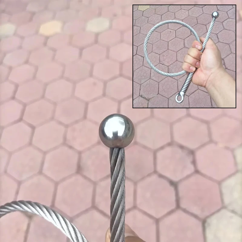 1PC Stainless Steel EDC Wire Whip Tactical Chinese Household Outdoor Car Emergency Tools