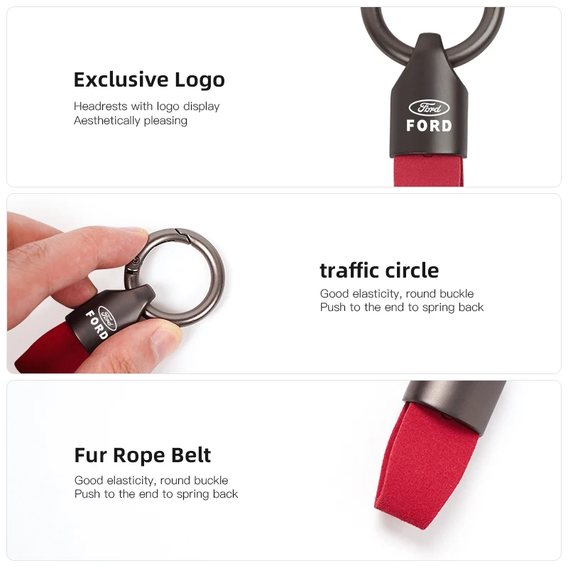 Car Logo Keychain High Quality Leather Key Ring Holder Accessories For Ford Focus 2 3 Mondeo Kuga Fiesta MK7 Escort Edge C-Max