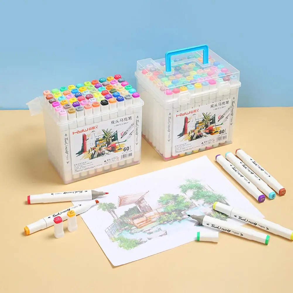 도매 및 직송 알코올 기반 다기능 듀얼 헤드 드로잉 아트 마커 펜, 컬러링 마커, 학교 용품, 1 세트