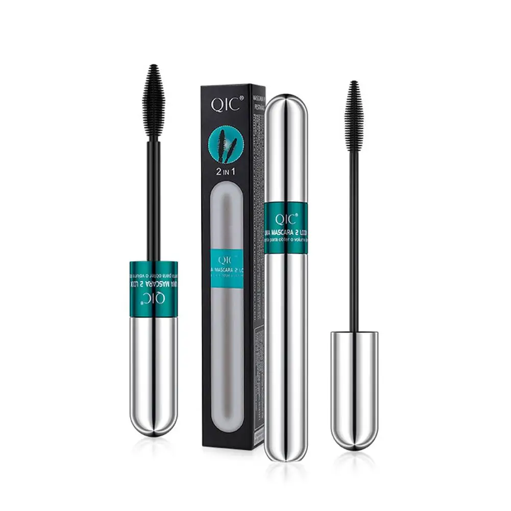 Mascara résistant à l'eau 2 en 1, 1 pièce, fibre fine à double tête, curling, pas de double longue durée, maquillage pour les yeux, volume R0A8