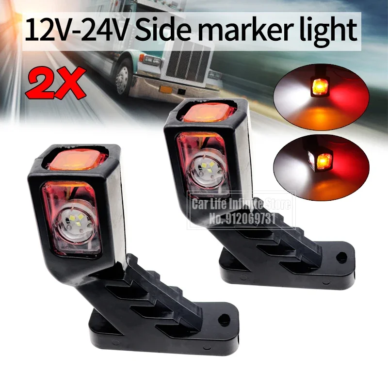 2Pcs LED Trailer Side Marker Lights Outline Marker Truck Light 9LED Indicator Lamp Van Pickup Tail Light White Red Yellow