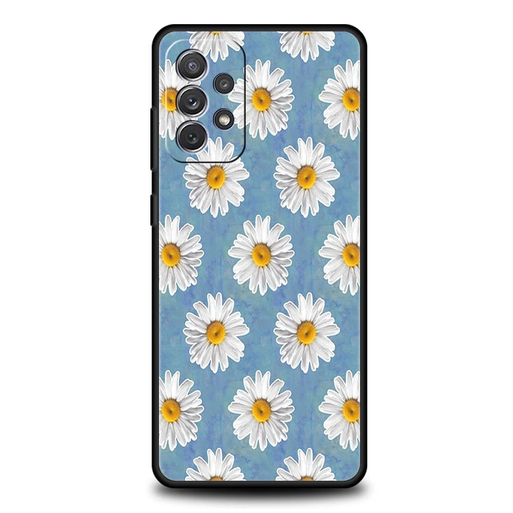 Cute Summer Daisy Sunflower Floral Flower Phone Case for Samsung Galaxy A15 A14 A25 A54 A34 A51 A73 A32 A52 A52S A31 A41 Shell