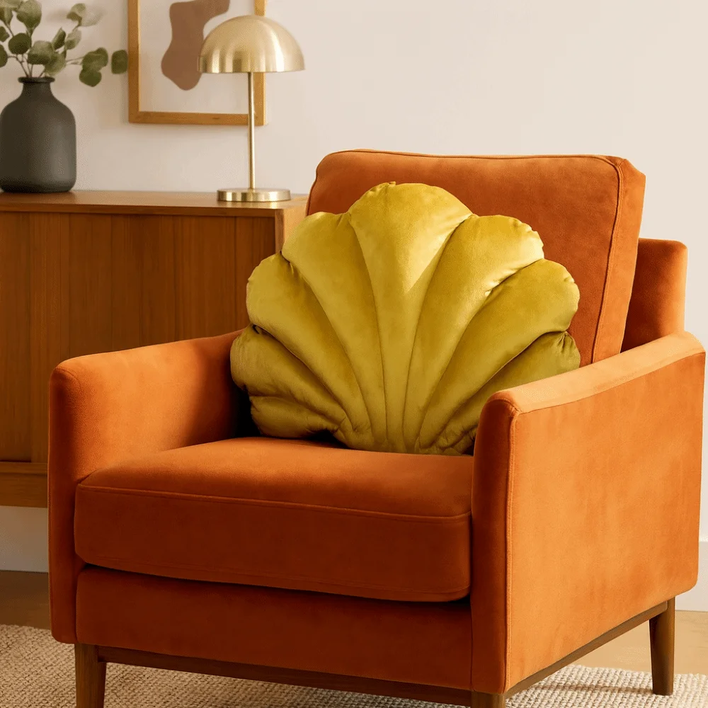 Creative Dutch Velvet Shell Cushion Skin-friendly Breathable Sofa Waist Pillow Soft Comfortable Car Cushion Living Room