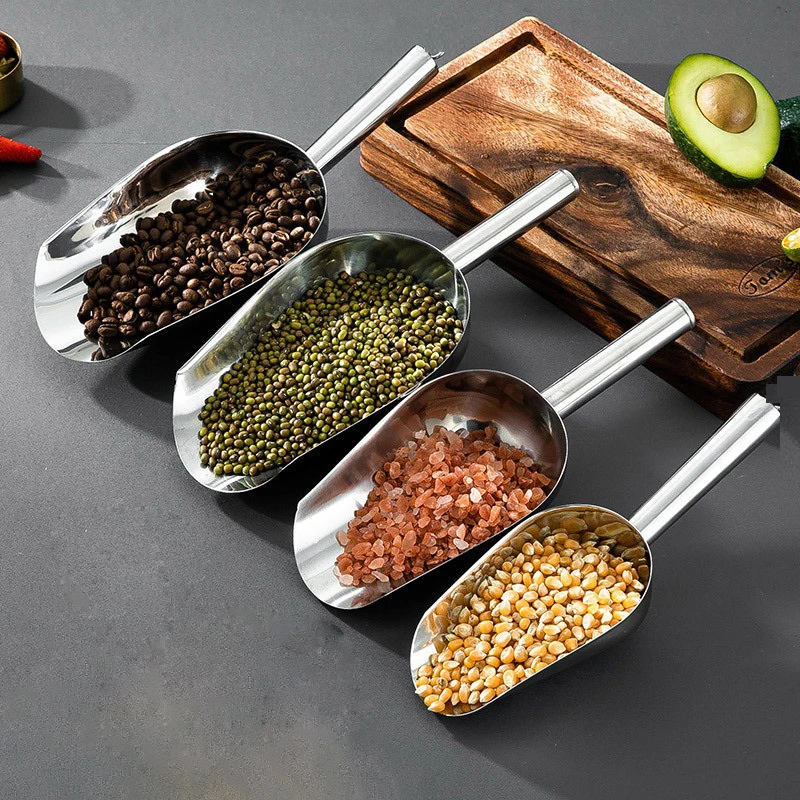 Cuchara de pala de hielo de 4 tamaños, Cubo de barra de granos de café de grano multifuncional, cuchara de comida, cuchara de harina de caramelo, cuchara de tuerca, cuchara de cocina