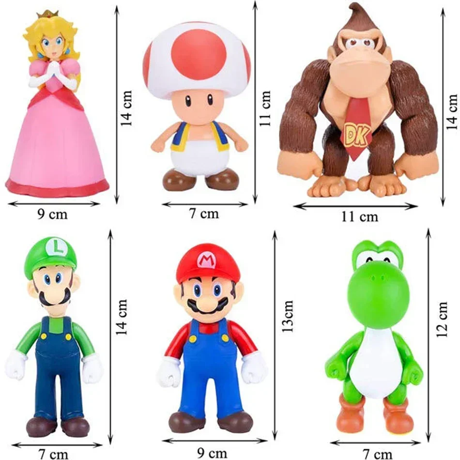 Super Mario Bros Cartoon Dolls Model Birthday Gift Anime Figures Luigi Yoshi Mario Creative Collectible Model Toys.*