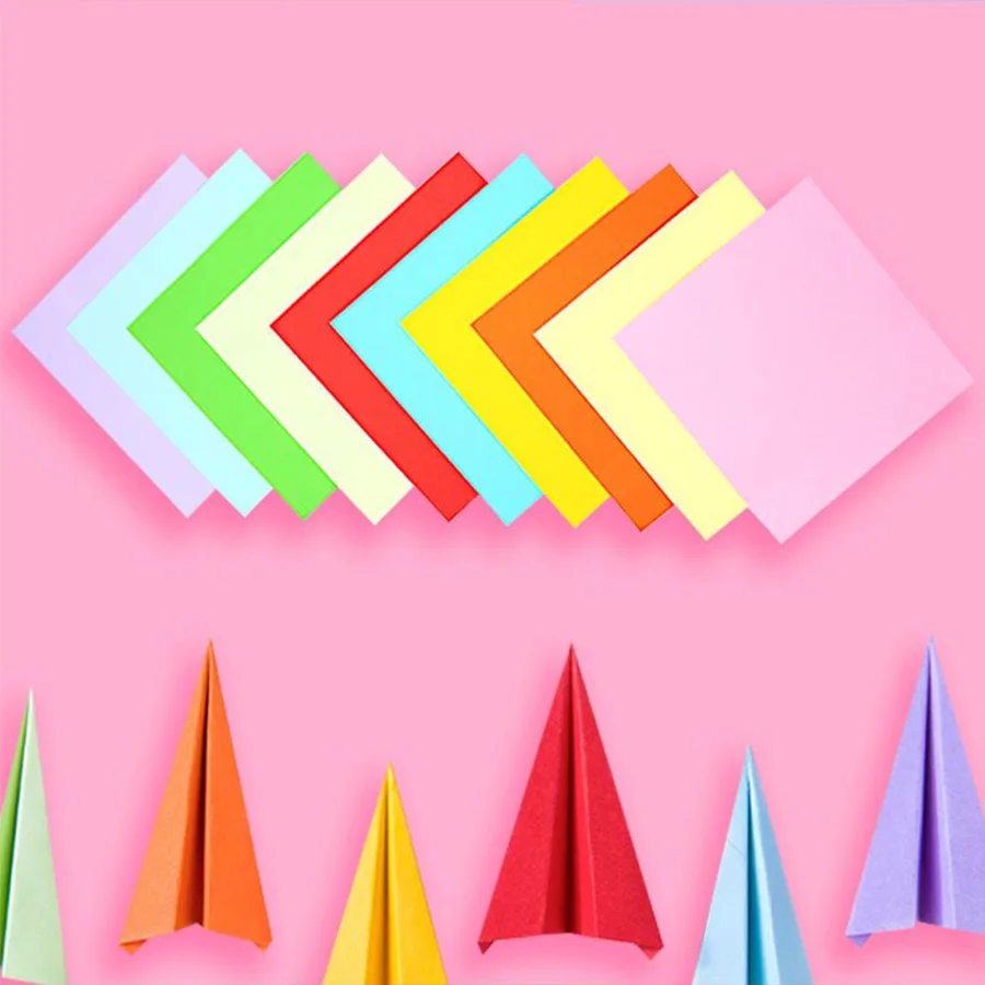 กระดาษโอริกามิสีพื้น 100 แผ่น แบบสี่เหลี่ยม พับได้สองด้าน พร้อมรูตา 8 มม. สำหรับเด็ก งานฝีมือ DIY สมุดภาพ