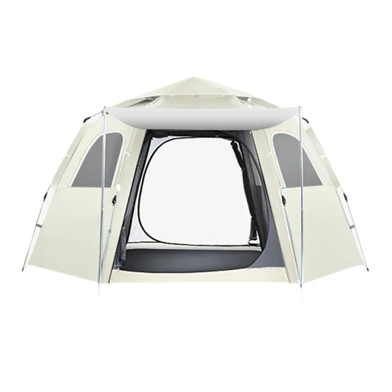 

Automatic Hydraulic Pop-up Camping Tent With Clear Window Custom Logo Hexagon Instant Glamping Tents