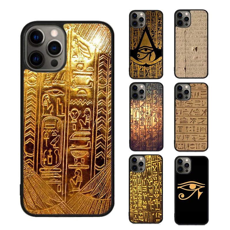 Egyptian Hieroglyphics Symbols Phone Case cover For iPhone SE2020 15 16 14 13 12 11 Pro Max Coque For Apple 8 PLUS 7 fundas