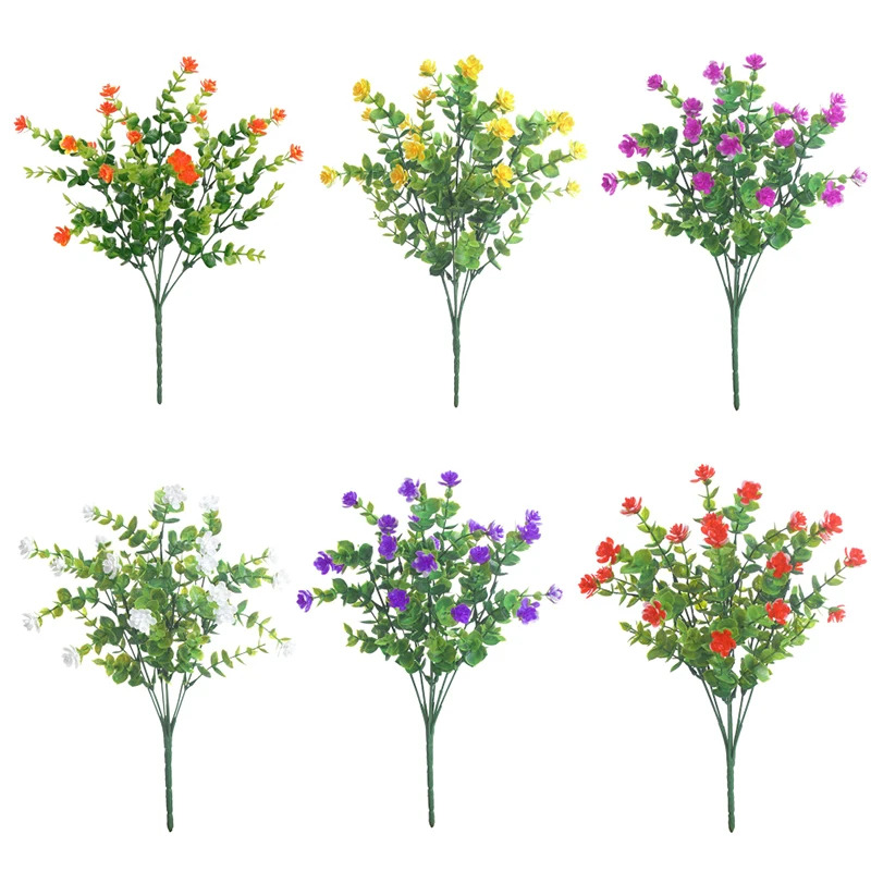 6 pièces séries fleurs artifici elles faux plantes de verdure en plastique pour extérieur suspendu jardin ière terrassen hof