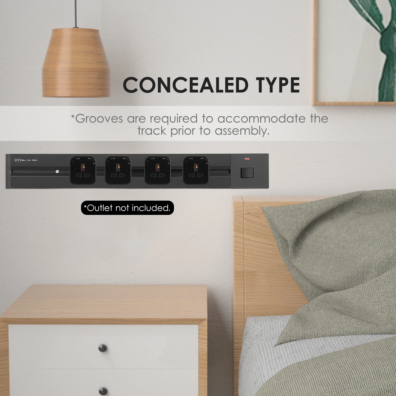 

Electrical Outlet Track Wall Concealed Power Outlet Track 60cm Aluminum Alloy Kitchen Sockets Track Wall Outlet Extension Slidin