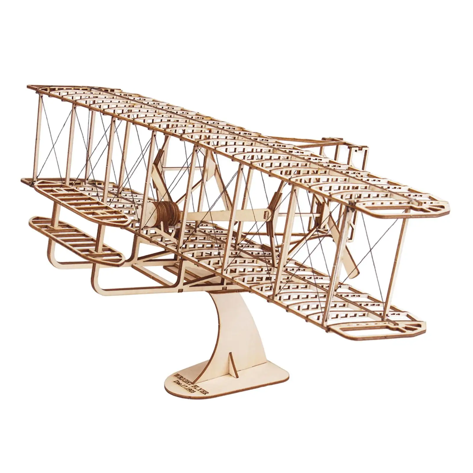 Wooden Airplane Model Stem Toys Decor Birthday Gifts Assembly Model Buildings 3D Photo Props DIY Wooden Biplane Ornament