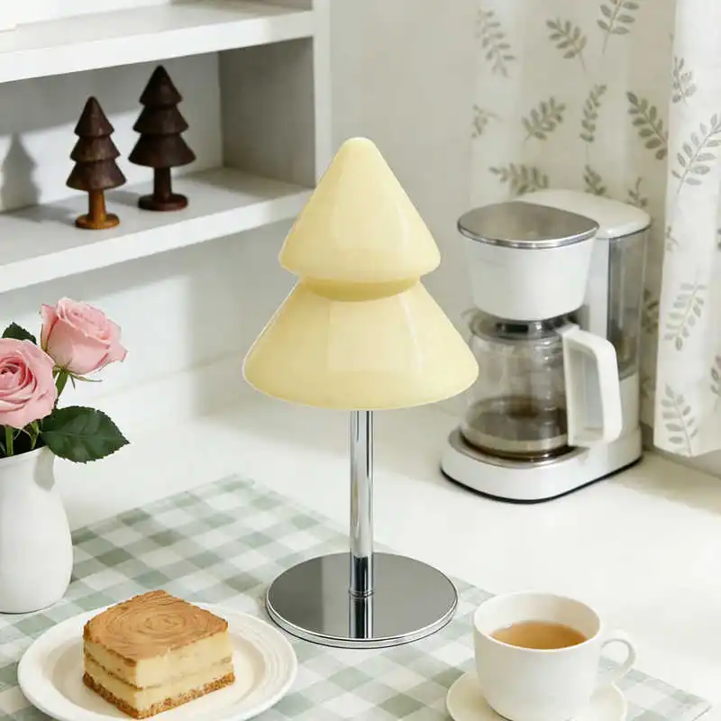 Lámpara de mesa de cristal bonita con árbol de Navidad de dopamina colorida, lámpara decorativa ambiental para dormitorio, mesita de noche y escritorio