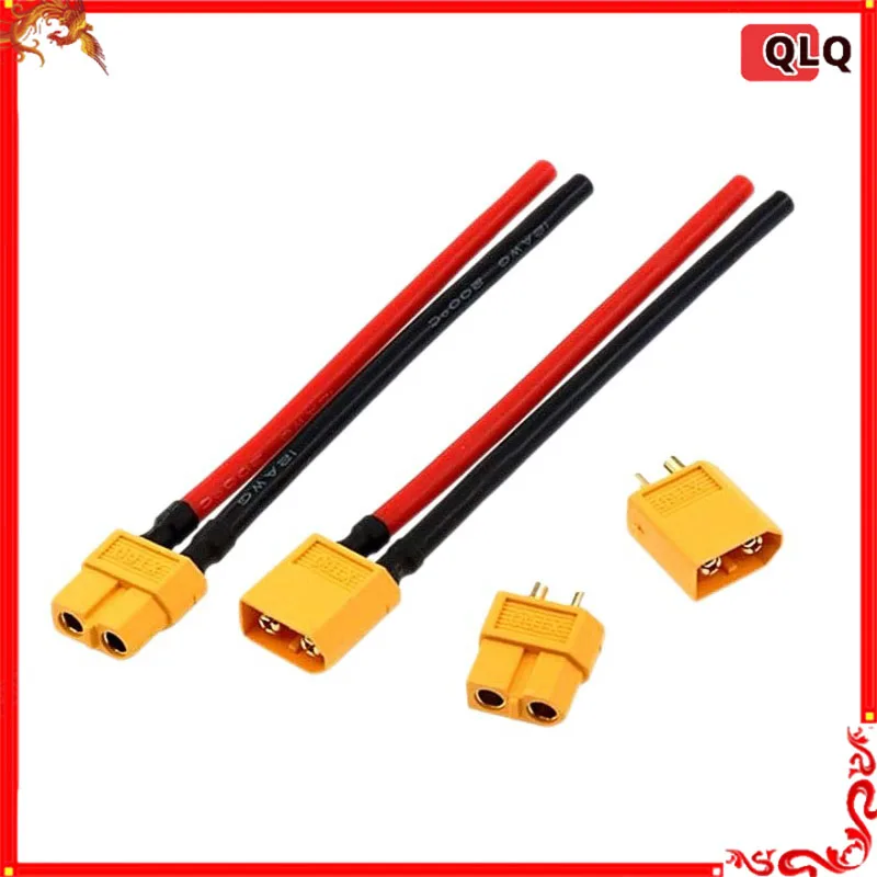 10pcs/Lot Xt60 Plug Connector Male / Female Connector Plug With 16/14AWG Silicone Wire 100mm For Rc Battery Cable