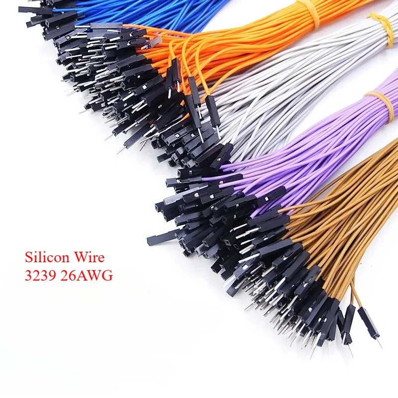 10pcs Silicon Du Bang 2.54mm 1P Soft High Temperature Resist Cable Male Female 26AWG For DIY Arduino Breadboard Black White