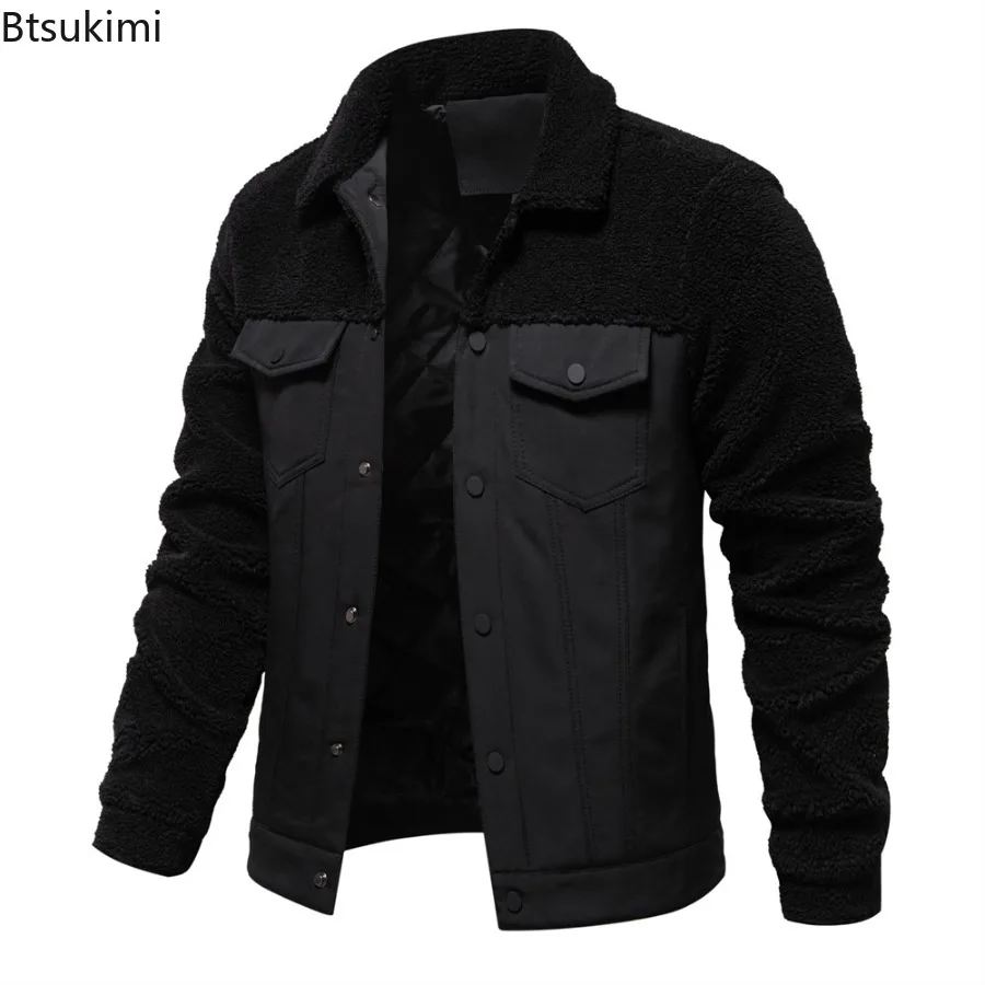 2025 New Autumn and Winter Men's Lamb Wool Splicing Jacket Thick and Warm Jacket Fashion Casual High-quality Men's Thick Coats